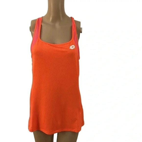 NWT racerback tank top.Coral,mesh,textured fabric , logo,athletic,activewear - Picture 1 of 13